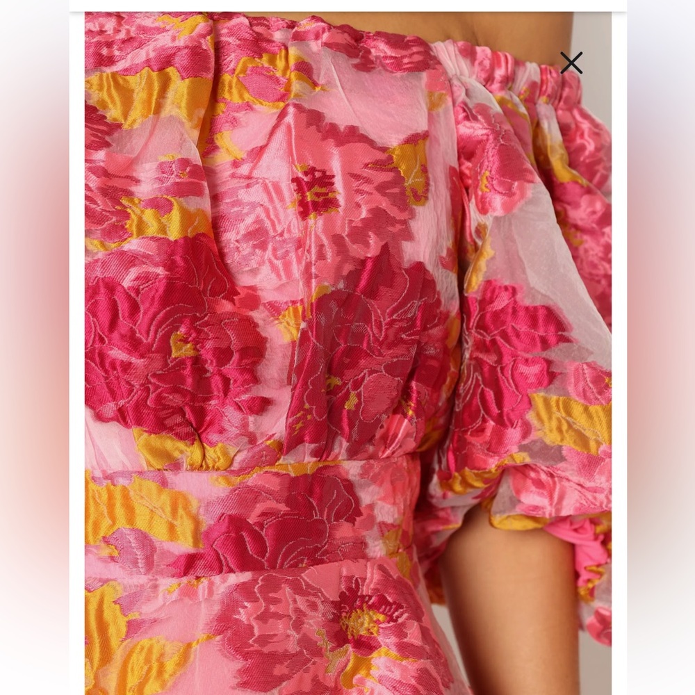 Petal & Pup Olivia Organza Pink and Yellow Floral Mini Dress - Picture 5 of 16